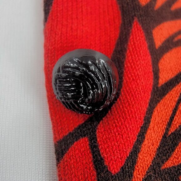 Harolds Cardigan Womens Small Silk Blend Floral Button Up Red Orange Black - Picture 11 of 12